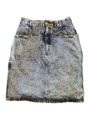 Vintage CHIC Acid wash denim Jean mini pencil skirt Women’s 1980s fashion